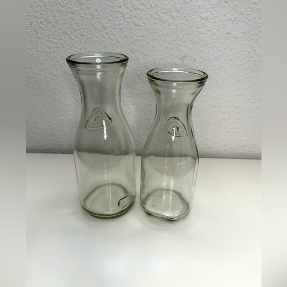2 Vintage Embossed Paul Masson "Since 1852" Glass Milk Bottle Carafe Decanter 9” - Picture 2 of 2